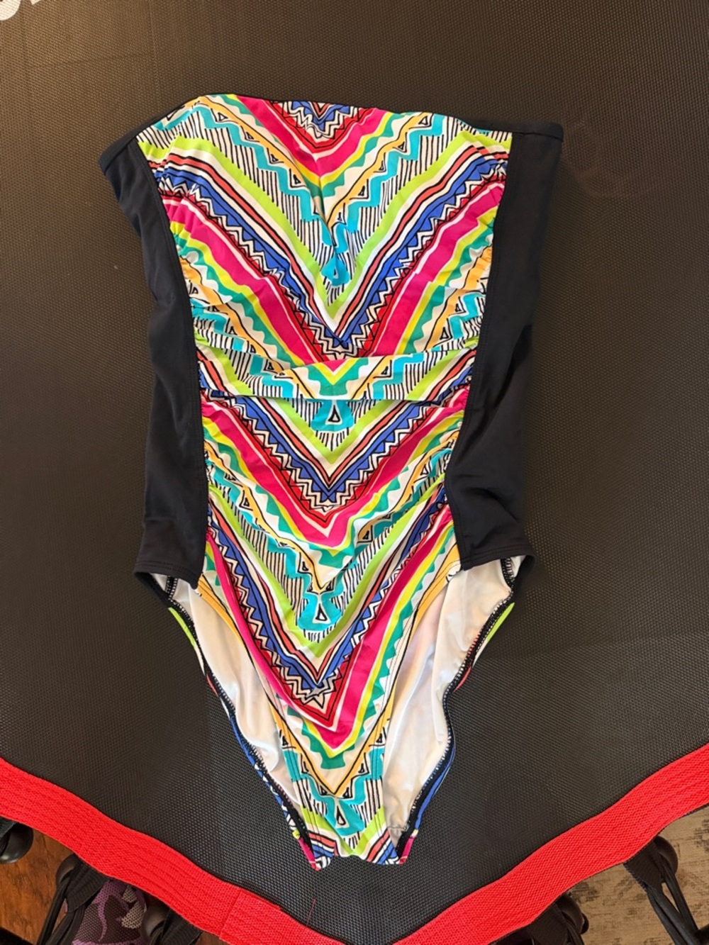 Anne Cole Multicolor Chevron One-Piece Swimsuit with Black Side Panels